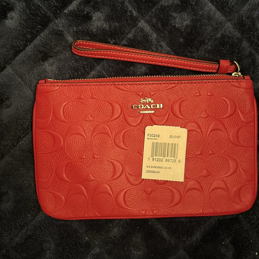 NEW Coach “Hot Pink” LOGO C’s Wristlet NWT